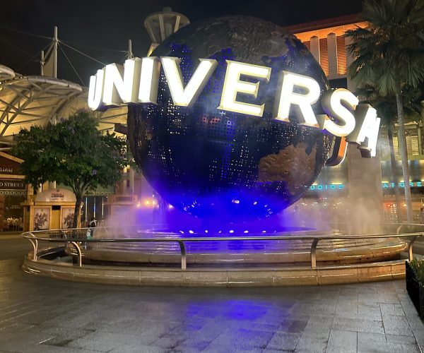 Universal Studios entrance globe featured in our Singapore travel guide